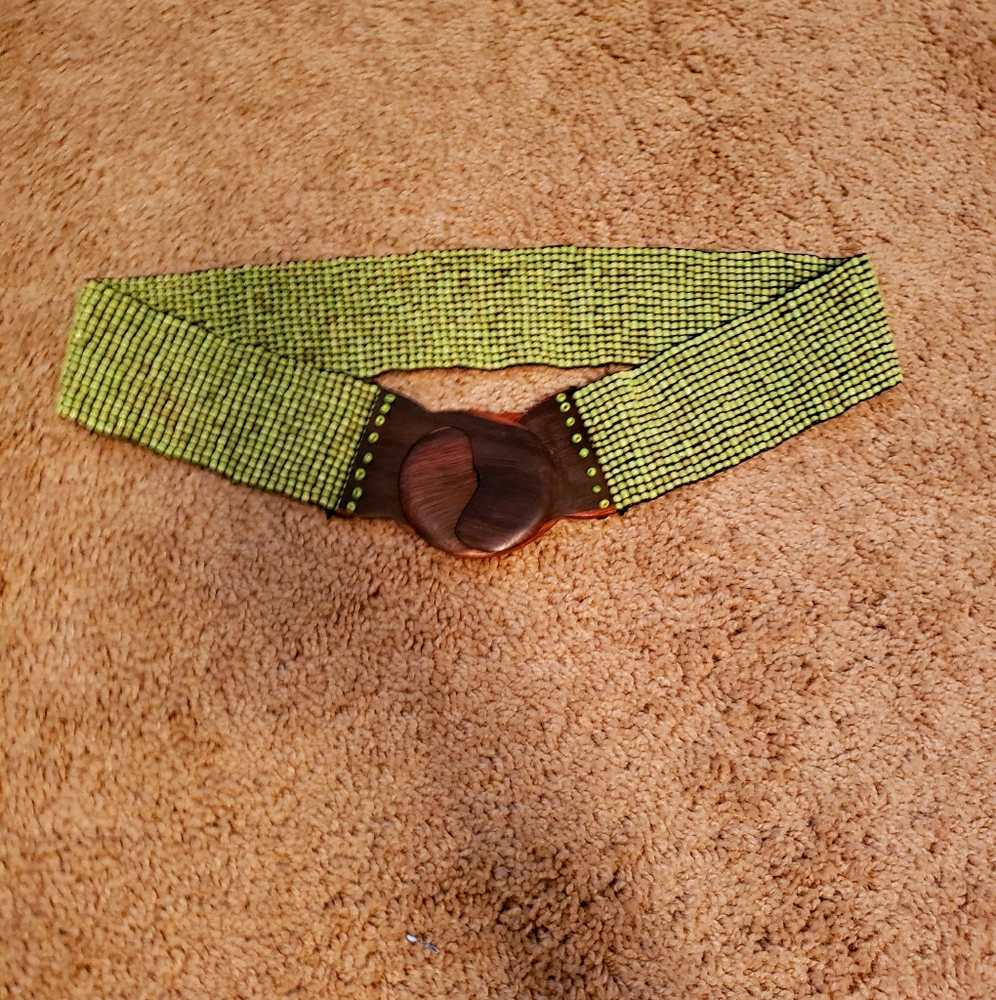 Handmade wood and beads belt